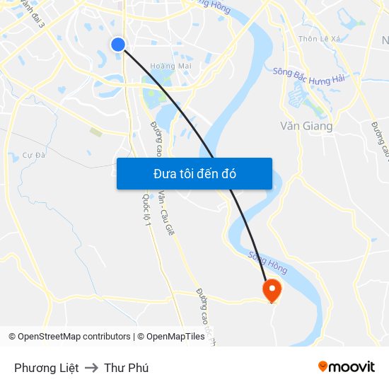 Phương Liệt to Thư Phú map