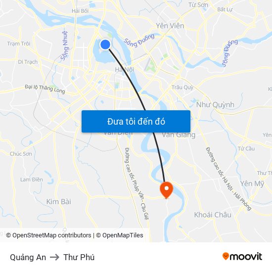 Quảng An to Thư Phú map