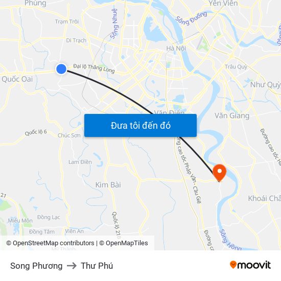 Song Phương to Thư Phú map