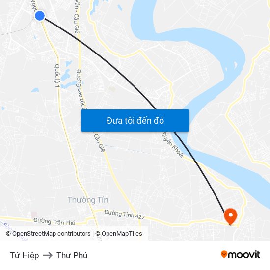 Tứ Hiệp to Thư Phú map