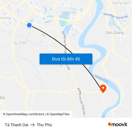 Tả Thanh Oai to Thư Phú map