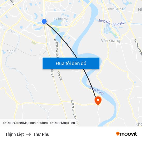 Thịnh Liệt to Thư Phú map