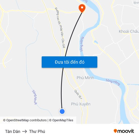 Tân Dân to Thư Phú map