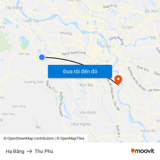 Hạ Bằng to Thư Phú map