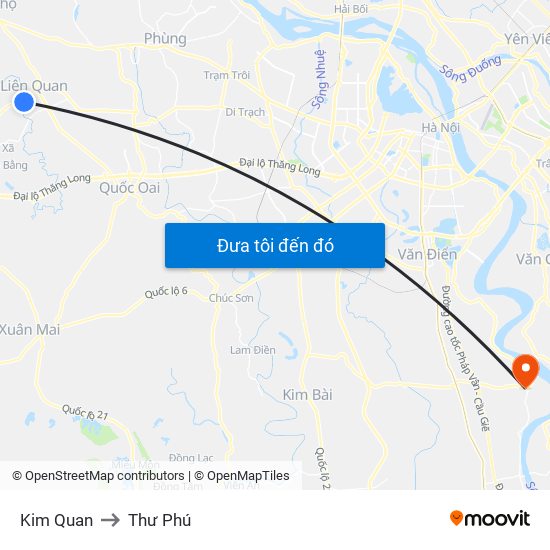 Kim Quan to Thư Phú map