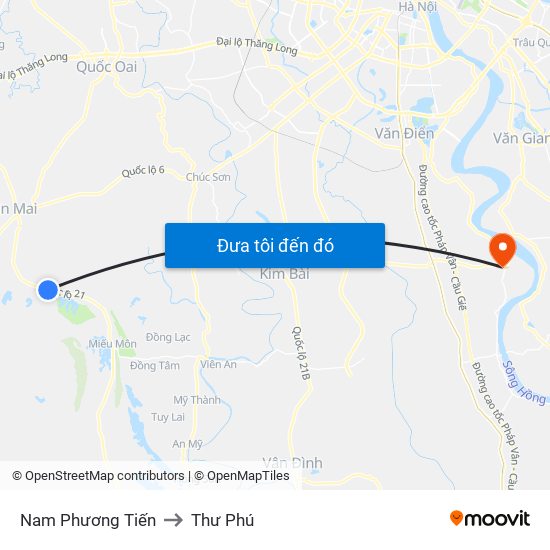 Nam Phương Tiến to Thư Phú map