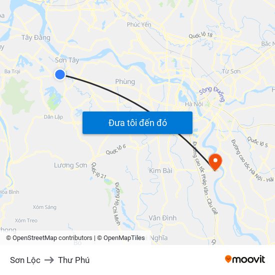 Sơn Lộc to Thư Phú map