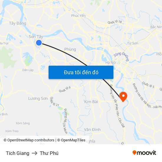 Tích Giang to Thư Phú map
