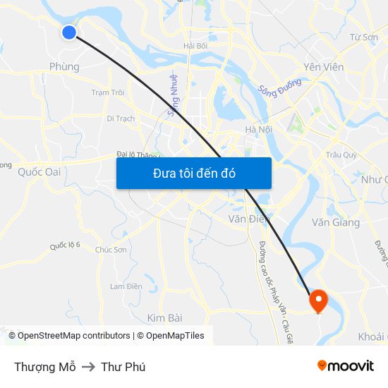 Thượng Mỗ to Thư Phú map