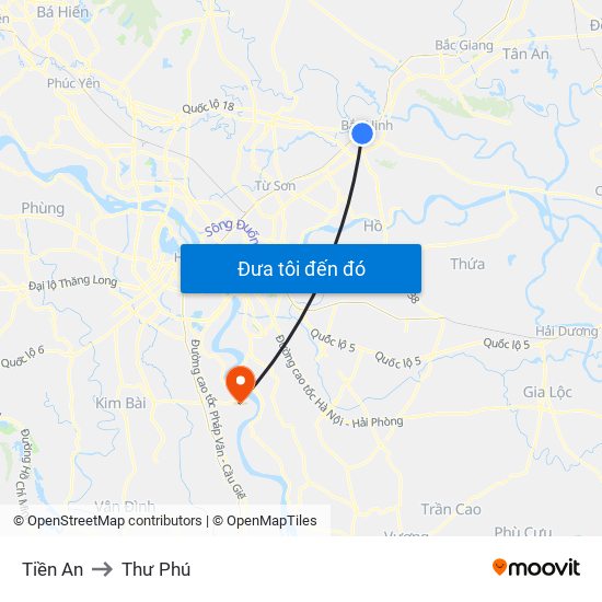 Tiền An to Thư Phú map