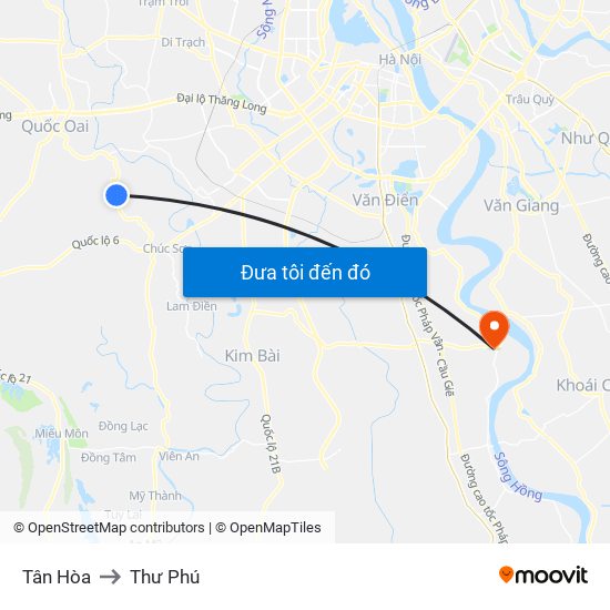 Tân Hòa to Thư Phú map