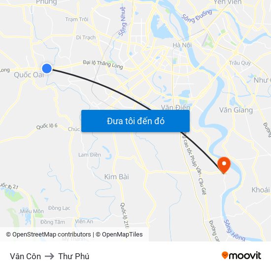 Vân Côn to Thư Phú map