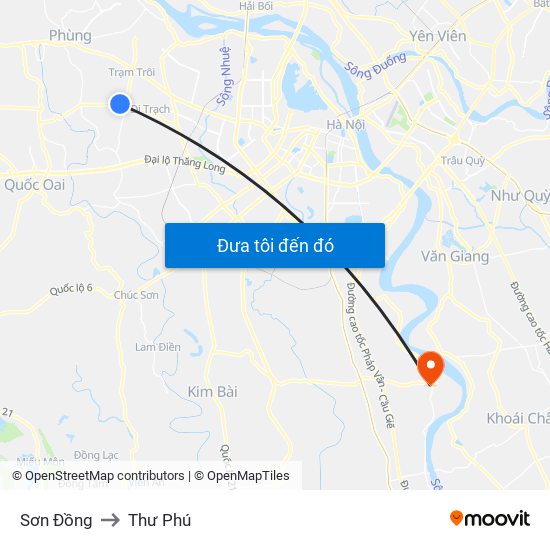 Sơn Đồng to Thư Phú map