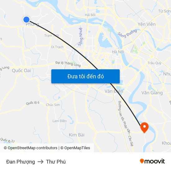 Đan Phượng to Thư Phú map