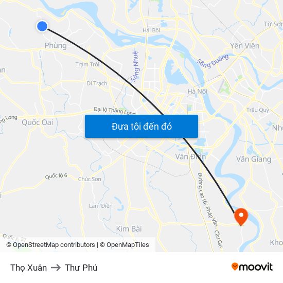 Thọ Xuân to Thư Phú map