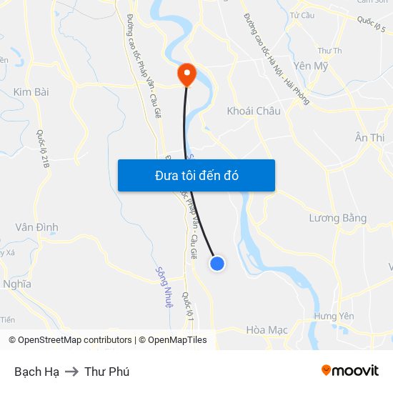 Bạch Hạ to Thư Phú map