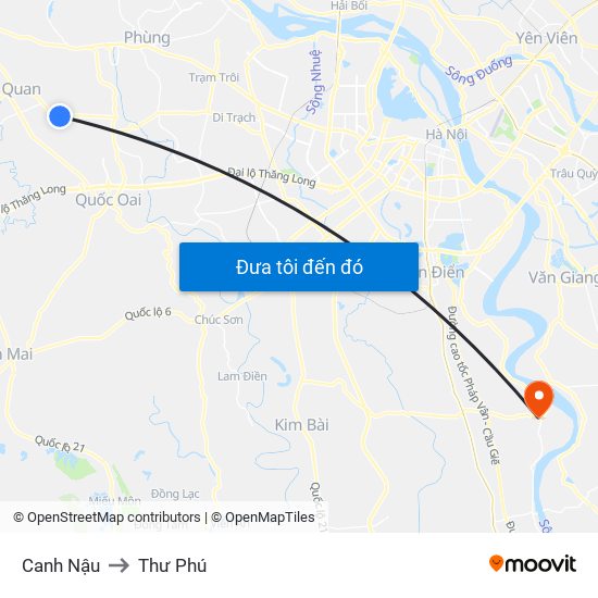 Canh Nậu to Thư Phú map