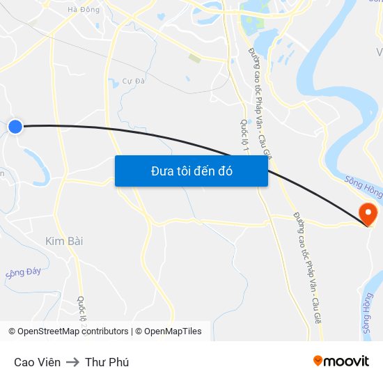 Cao Viên to Thư Phú map