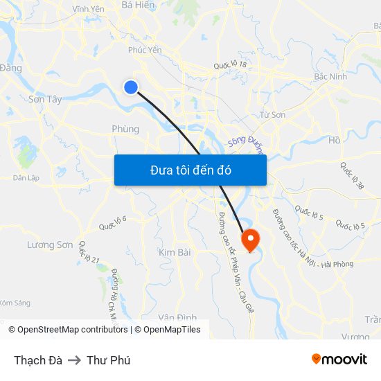 Thạch Đà to Thư Phú map