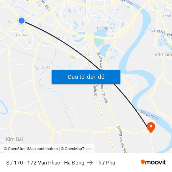 Số 170 - 172 Vạn Phúc - Hà Đông to Thư Phú map