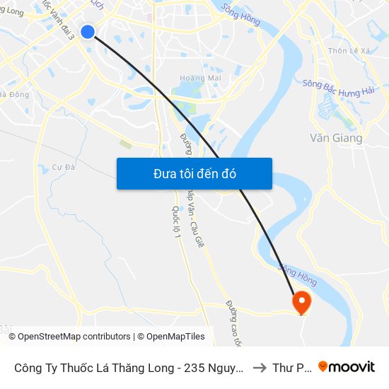 Công Ty Thuốc Lá Thăng Long - 235 Nguyễn Trãi to Thư Phú map