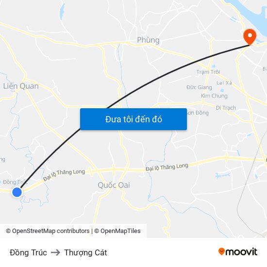 Đồng Trúc to Thượng Cát map