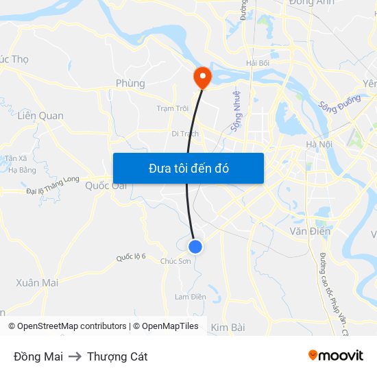 Đồng Mai to Thượng Cát map