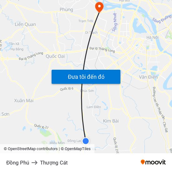 Đồng Phú to Thượng Cát map