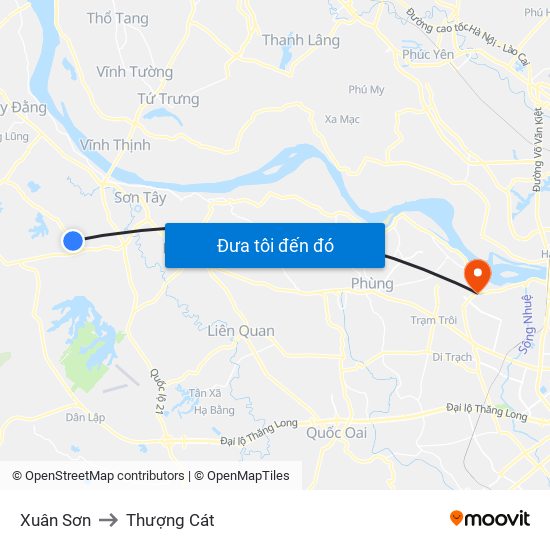 Xuân Sơn to Thượng Cát map