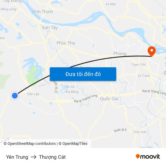 Yên Trung to Thượng Cát map