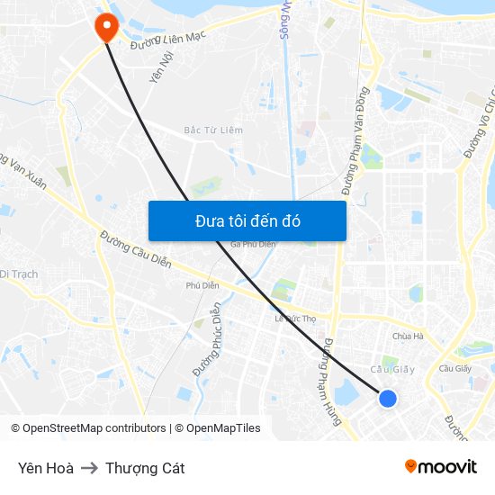 Yên Hoà to Thượng Cát map