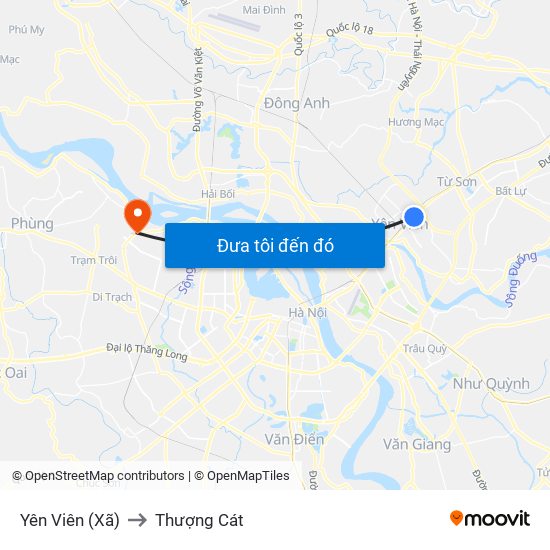 Yên Viên (Xã) to Thượng Cát map