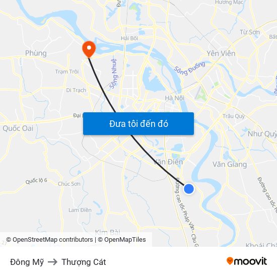 Đông Mỹ to Thượng Cát map