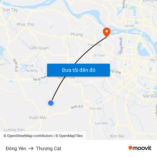 Đông Yên to Thượng Cát map