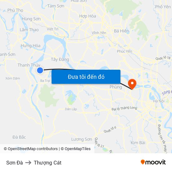 Sơn Đà to Thượng Cát map