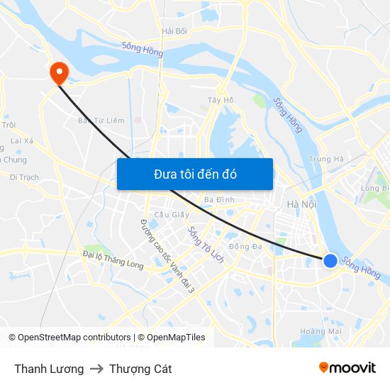 Thanh Lương to Thượng Cát map