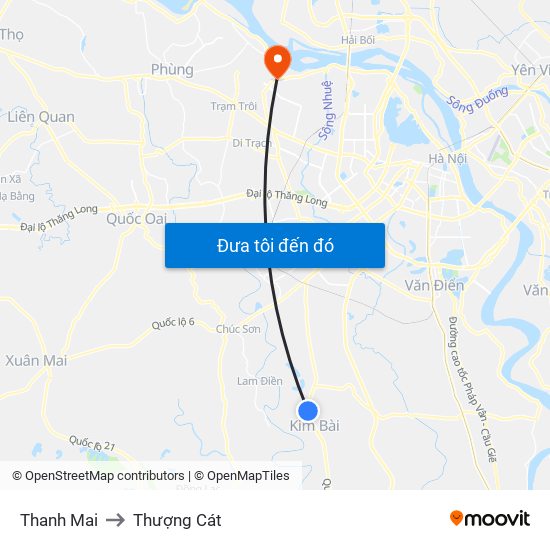 Thanh Mai to Thượng Cát map