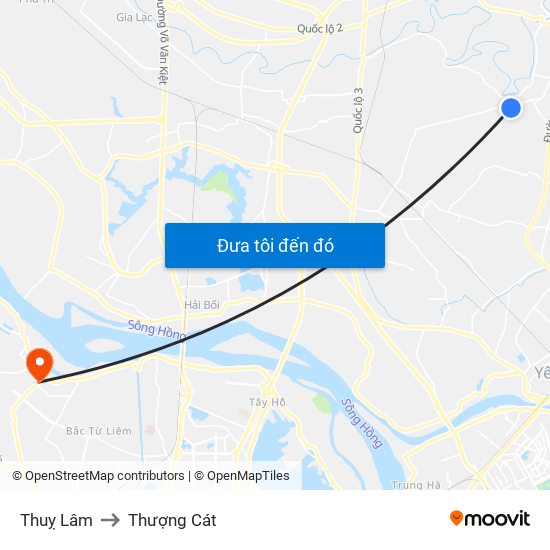 Thuỵ Lâm to Thượng Cát map