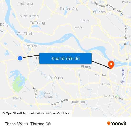 Thanh Mỹ to Thượng Cát map