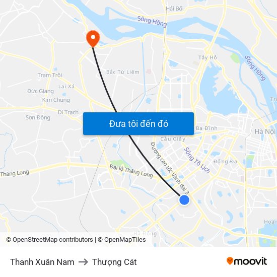 Thanh Xuân Nam to Thượng Cát map