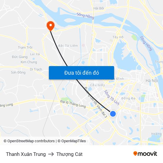 Thanh Xuân Trung to Thượng Cát map