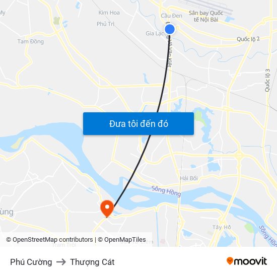 Phú Cường to Thượng Cát map