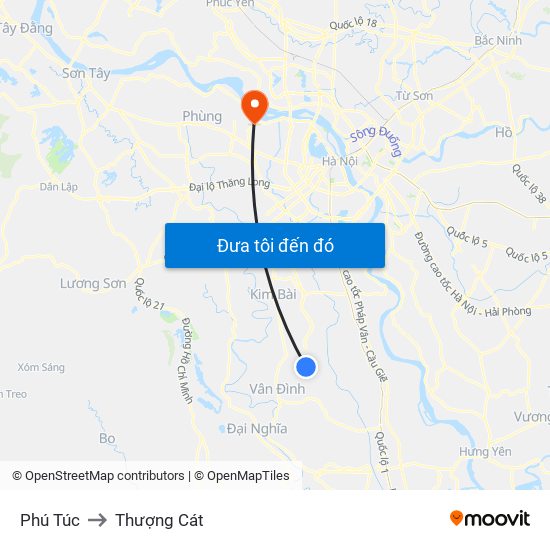 Phú Túc to Thượng Cát map