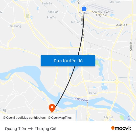 Quang Tiến to Thượng Cát map