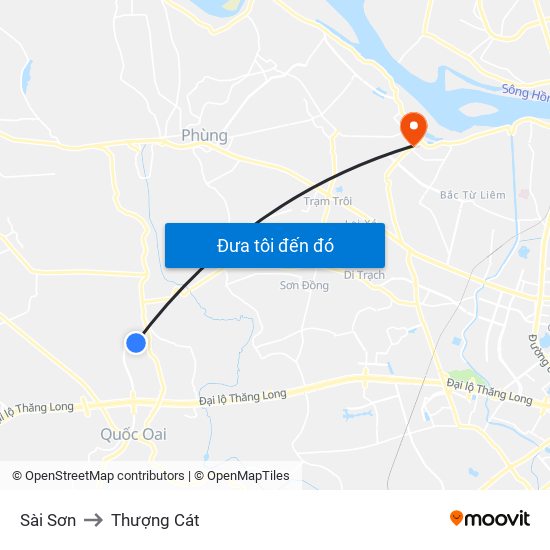 Sài Sơn to Thượng Cát map