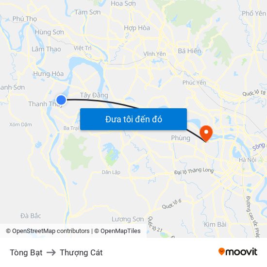 Tòng Bạt to Thượng Cát map