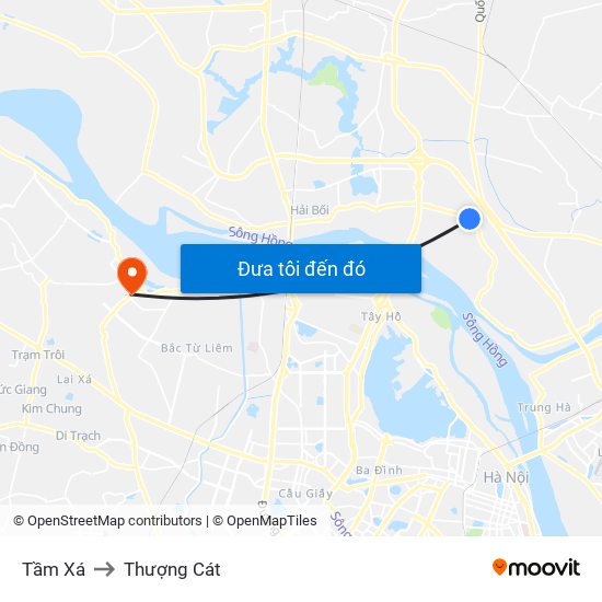 Tầm Xá to Thượng Cát map