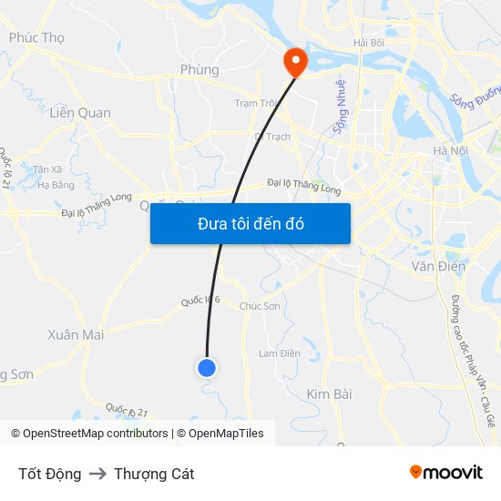 Tốt Động to Thượng Cát map