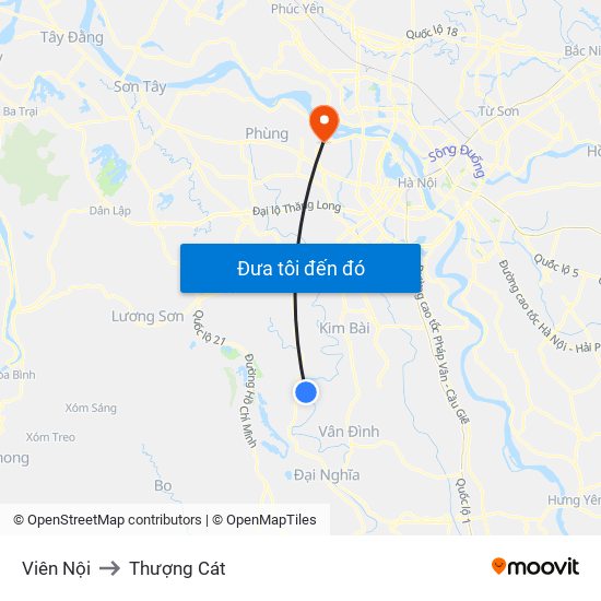 Viên Nội to Thượng Cát map