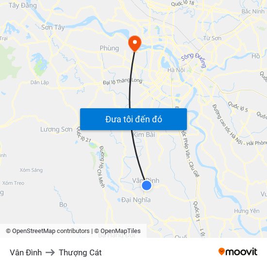 Vân Đình to Thượng Cát map